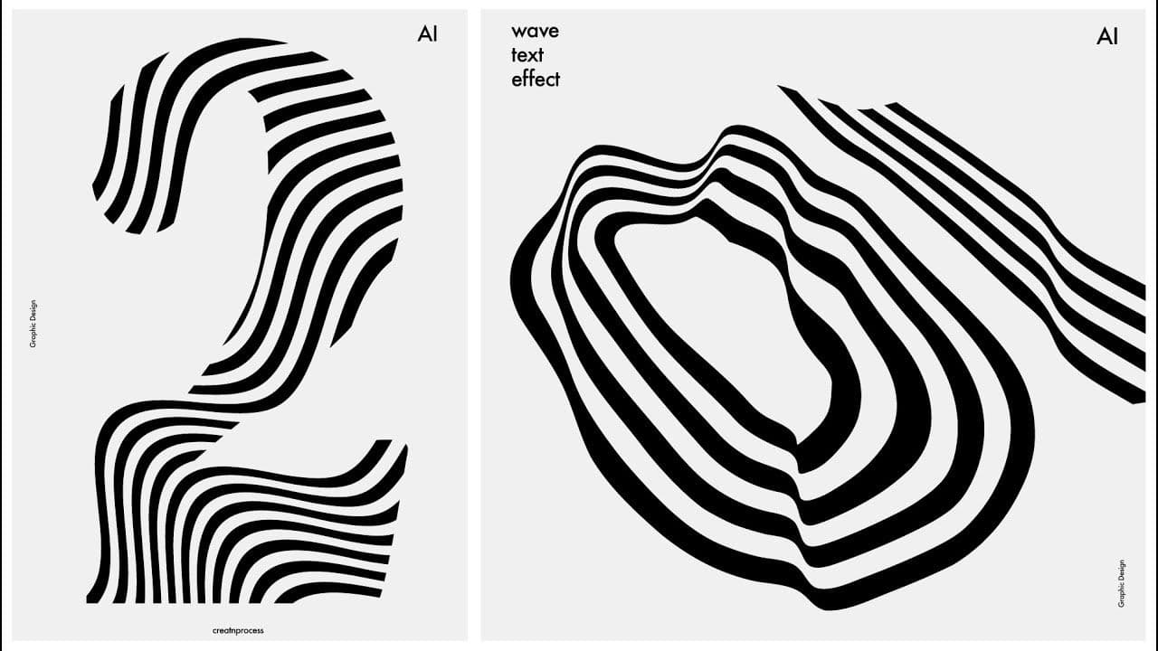 Wave Text Effect in Adobe Illustrator | Make with Mesh & Transform | Graphic design image